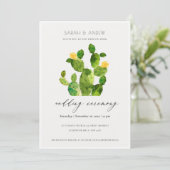 GROENE WATERVERF DESERT CACTUS FLOWER WEDING KAART (Staand voorkant)