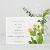 GROENE WATERVERF DESERT CACTUS FLOWER WEDING KAART (Staand voorkant)