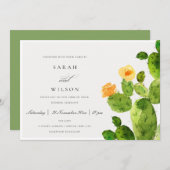 GROENE WATERVERF DESERT CACTUS FLOWER WEDING KAART (Voorkant / Achterkant)