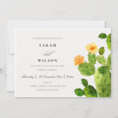 GROENE WATERVERF DESERT CACTUS FLOWER WEDING KAART (Voorkant)