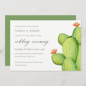 GROENE WATERVERF DESERT CACTUS FLOWER WEDING KAART (Voorkant / Achterkant)