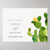 GROENE WATERVERF DESERT CACTUS FLOWER WEDING POSTER (Voorkant)
