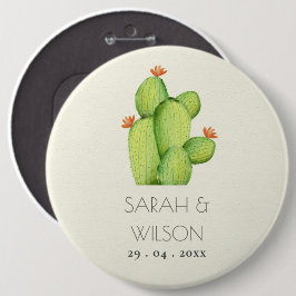 GROENE WATERVERF DESERT CACTUS FLOWER WEDING RONDE BUTTON 6,0 CM