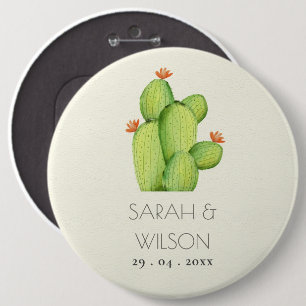 GROENE WATERVERF DESERT CACTUS FLOWER WEDING RONDE BUTTON 6,0 CM