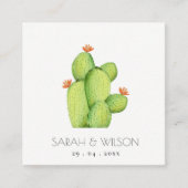 GROENE WATERVERF DESERT CACTUS FLOWER WEDING VIERKANTE VISITEKAARTJE (Voorkant)