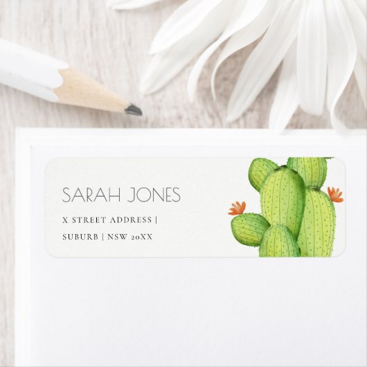 GROENE WATERVERF DESERT CACTUS-STROOMADRES ETIKET (Insitu)