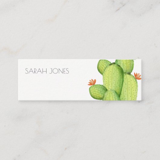 GROENE WATERVERF DESERT CACTUS-STROOMADRES MINI VISITEKAARTJE (Voorkant)