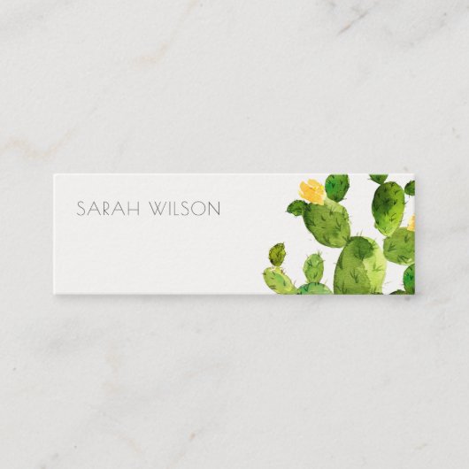 GROENE WATERVERF DESERT CACTUS-STROOMADRES MINI VISITEKAARTJE (Voorkant)