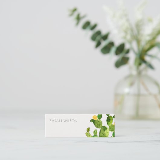 GROENE WATERVERF DESERT CACTUS-STROOMADRES MINI VISITEKAARTJE (Staand voorkant)