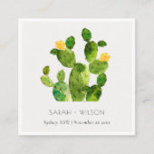 GROENE WATERVERF DESERT CACTUS WEDDING WEBSITE VIERKANTE VISITEKAARTJE (Voorkant)