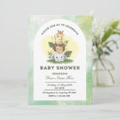 Groene Waterverf Dieren Baby shower Boy Kaart (Staand voorkant)