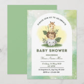 Groene Waterverf Dieren Baby shower Boy Kaart (Voorkant / Achterkant)