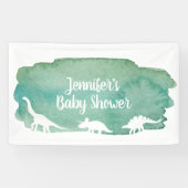 Groene Waterverf Dinosaur Baby shower Banner (Horizontaal)