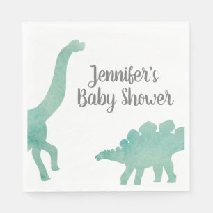 Groene Waterverf Dinosaur Baby shower Servet