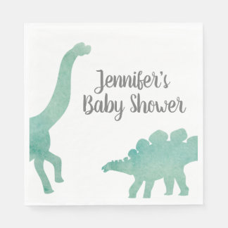 Groene Waterverf Dinosaur Baby shower Servet