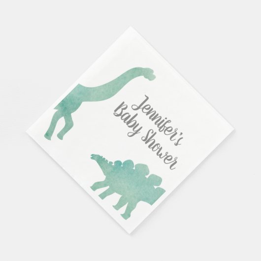 Groene Waterverf Dinosaur Baby shower Servet (Hoek)