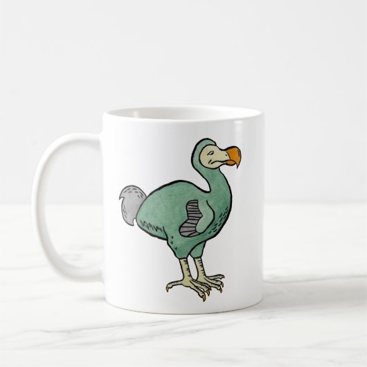 Groene Waterverf Dodo Bird Painting met zwarte ink Koffiemok (Links)