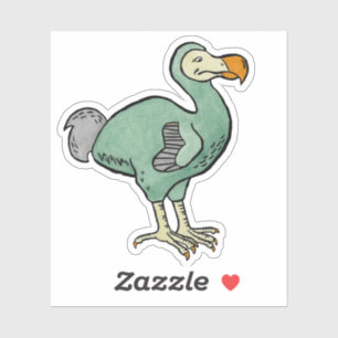 Groene Waterverf Dodo Vogelschilderij met Zwarte I Sticker