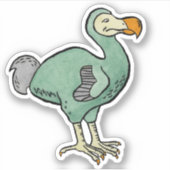 Groene Waterverf Dodo Vogelschilderij met Zwarte I Sticker (Voorkant)