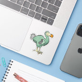 Groene Waterverf Dodo Vogelschilderij met Zwarte I Sticker (Laptop met iPhone)