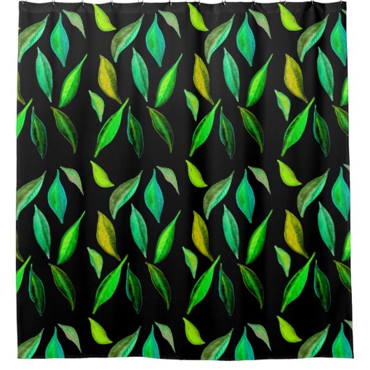Groene waterverf eco-kunst douchegordijn (Voorkant)