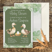 Groene Waterverf Eenden en Ei Baby shower Kaart