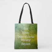 Groene Waterverf Eet Slaap Kinder naar Hockey Herh Tote Bag (Voorkant)