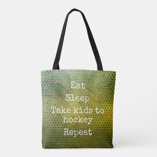 Groene Waterverf Eet Slaap Kinder naar Hockey Herh Tote Bag (Achterkant)