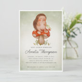 Groene Waterverf egel en paddenstoel Baby shower Kaart (Staand voorkant)