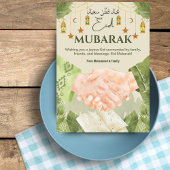 Groene Waterverf Eid Mubarak Groeten Kaart