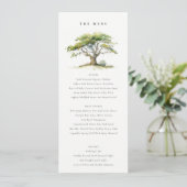 Groene Waterverf Eikenboom Wedding Menu Kaart (Staand voorkant)