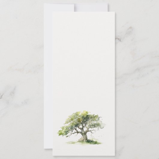 Groene Waterverf Eikenboom Wedding Menu Kaart (Achterkant)