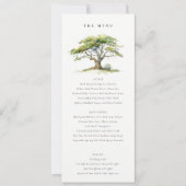 Groene Waterverf Eikenboom Wedding Menu Kaart (Voorkant)