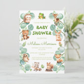 Groene Waterverf Elegant Schattige Baby shower Kaart (Staand voorkant)