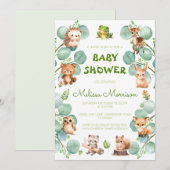 Groene Waterverf Elegant Schattige Baby shower Kaart (Voorkant / Achterkant)