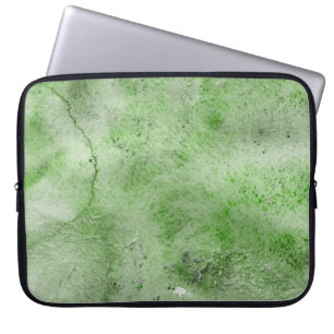 Groene waterverf en inktpapiertexturen op wit b laptop sleeve