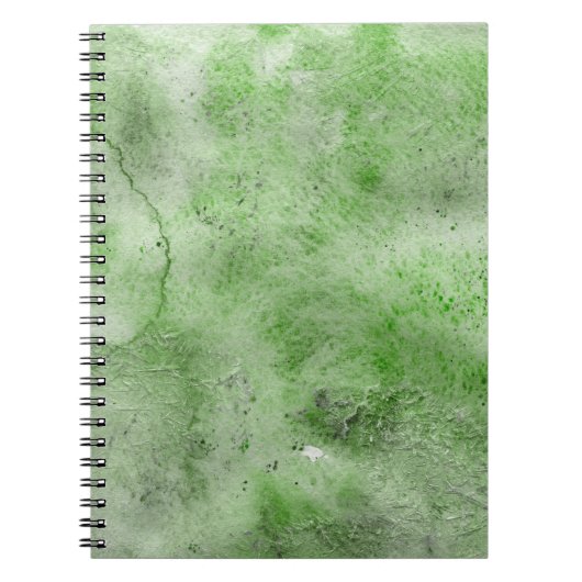 Groene waterverf en inktpapiertexturen op wit b notitieboek (Voorkant)