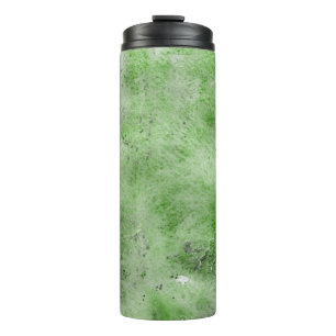Groene waterverf en inktpapiertexturen op wit b thermosbeker