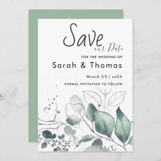 GROENE WATERVERF EUCALYPTUS BEWAREN ONZE DATUM AANKONDIGING (Voorkant / Achterkant)