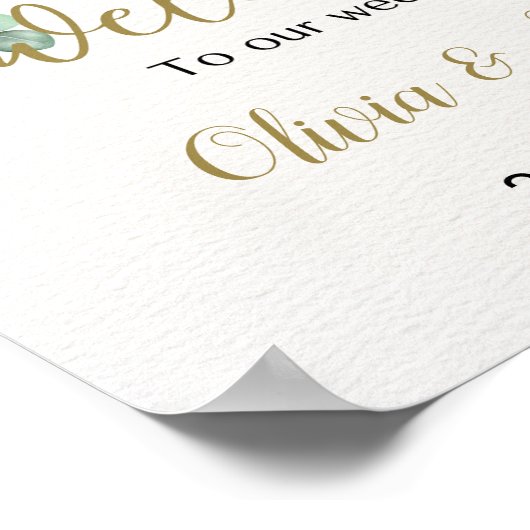 Groene Waterverf Eucalyptus Bruiloft Welkomstbord Poster (Hoek)