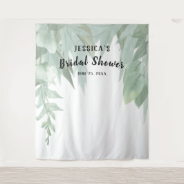 Groene waterverf Eucalyptus Bruiloftsborrel Wandkleed