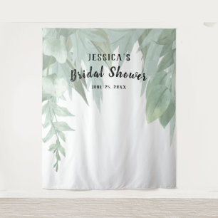Groene waterverf Eucalyptus Bruiloftsborrel Wandkleed
