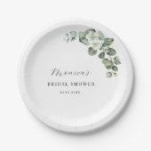 Groene Waterverf Eucalyptus Floral Vrijgezellenfee Papieren Bordje (Voorkant)