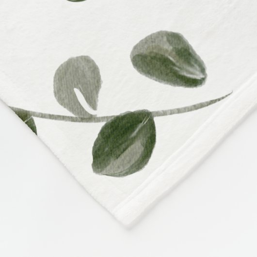 Groene Waterverf Eucalyptus Herhaalde Baby Naam Fleece Deken (Hoek)
