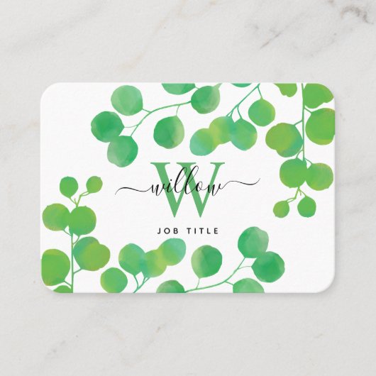 Groene Waterverf Eucalyptus laat professionele Visitekaartje (Voorkant)