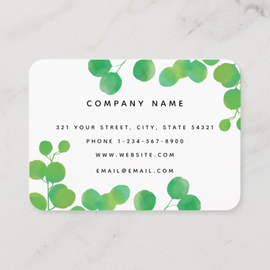 Groene Waterverf Eucalyptus laat professionele Visitekaartje (Achterkant)