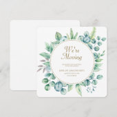 Groene Waterverf Eucalyptus Leaves Change Address (Voorkant / Achterkant)