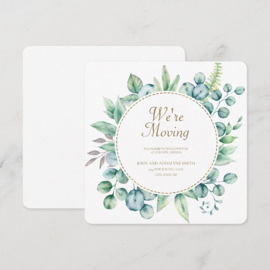 Groene Waterverf Eucalyptus Leaves Change Address (Voorkant / Achterkant)
