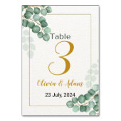 Groene Waterverf Eucalyptus Tafelnummer Bruiloft (Voorkant)
