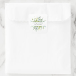 Groene waterverf eucalyptus tak cadeaukaartjes vierkante sticker